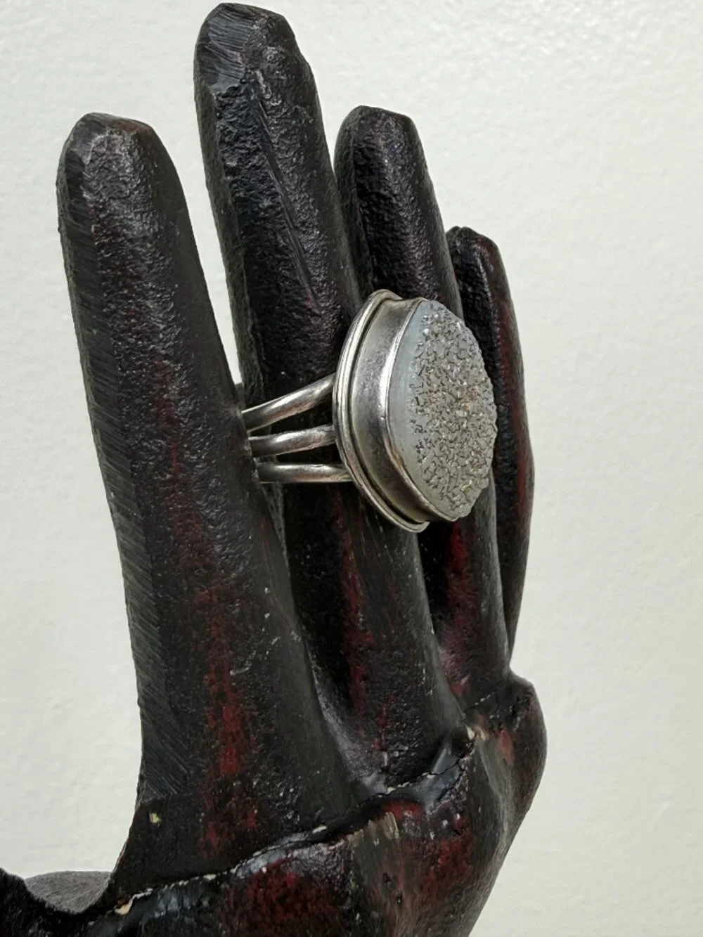 Sterling Silver Druzy Stone Ring Size 12.5 AB China 925